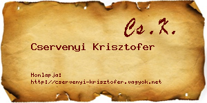 Cservenyi Krisztofer névjegykártya